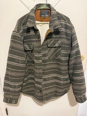 Jachs Olive Green Striped Button-Up Jacket
